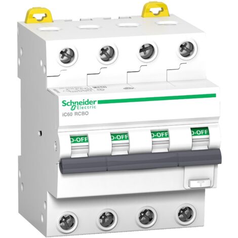Schneider Electric – Disjoncteur différentiel 4P 16A 30mA type AC – Protection 6kA – Installation sur rail DIN – Pour circuits électriques domestiques et industriels - Acti9 (1/3)