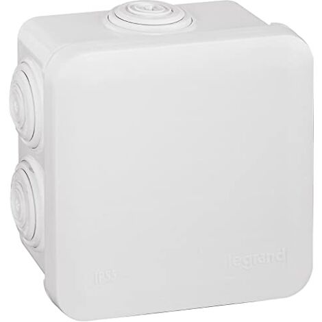 Legrand – Boîte de dérivation étanche IP55 80x80x45 pour câbles R02V et tubes IRL jusqu'à Ø20 – Couvercle clipsable – 2 zones de marquage
