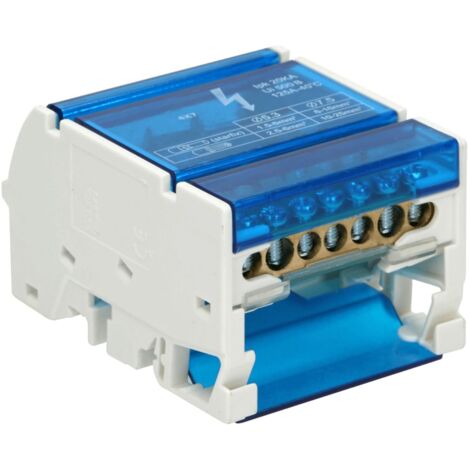 Répartiteur pour tableau électrique 125A – 7 départs 5x 1,5 à 6mm² + 2x 6 à 16mm² – Installation sur rail DIN – Laiton pour conducteurs – Orno