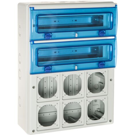 1332pv6 Coffret étanche Ip65 Pour 6 Prises Industrielles à Composer - 2 Rangées De 16 Modules - Solera Indubox (1/5)