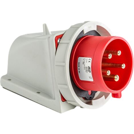 IDE – Socle mâle tétrapolaire 32A 3P+N+T 380V – 5 broches étanche IP67 – Bouchon d'étanchéité inclus – Pour installations industrielles