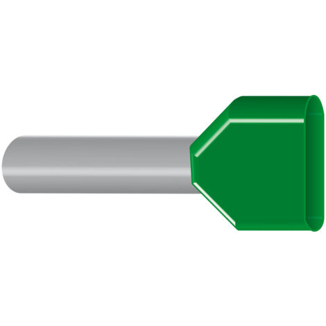 Embout de câblage DOUBLE pour fil souple section 6mm² - vert - collerette isolante - Sachet de 100 pièces