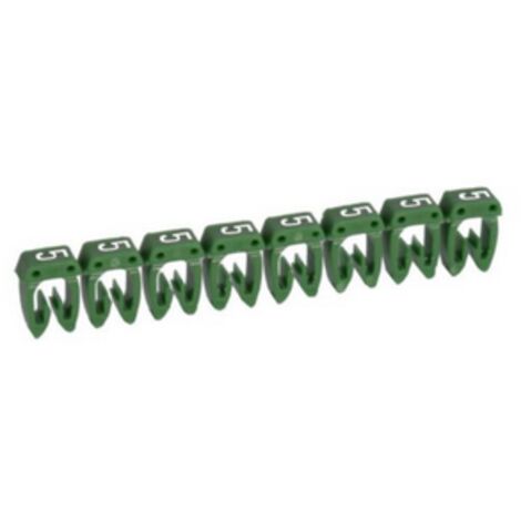 800 Repères CAB 3 pour filerie 4mm² à 6mm² avec chiffre 5 Vert LEGRAND 038235 (1/2)