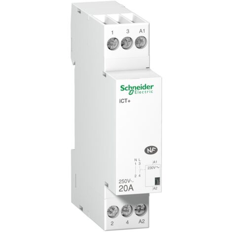 Schneider Electric – Contacteur silencieux 1P 20A 230V AC – 6 opérations/minute – Intercalaire inclus – A9C15030