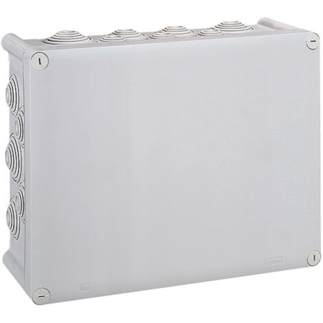 Legrand – Boîte de dérivation 92082 – Rectangulaire 310x240x124mm – Gris RAL7035 – IP55 – IK07 – 750°C – 24 embouts
