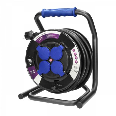 Enrouleur électrique 40m – 4 prises étanches IP44 16A – Câble HO7RNF 3G2,5mm² résistant aux UV – Certifié NF (1/3)