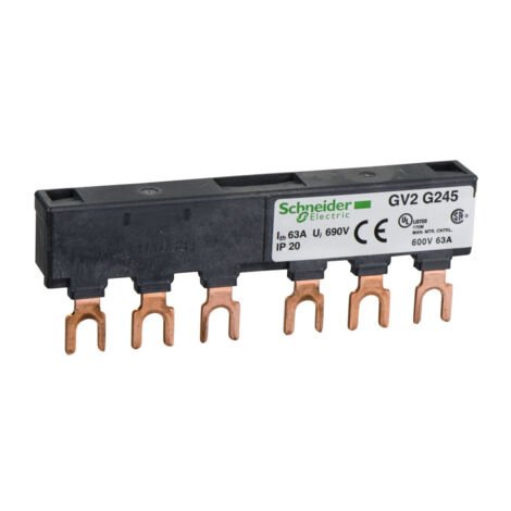 Gv2g245 Peigne Tripolaire Pour Disjoncteur Moteur - 63a - 2 Dérivations - Pas 45 Mm - Schneider Tesys Gv (1/4)