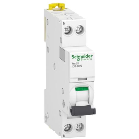 Schneider Electric – Disjoncteur unipolaire 16A courbe C – Protection contre surcharges et courts-circuits – Montage sur rail DIN – Tension 230V CA - Acti9