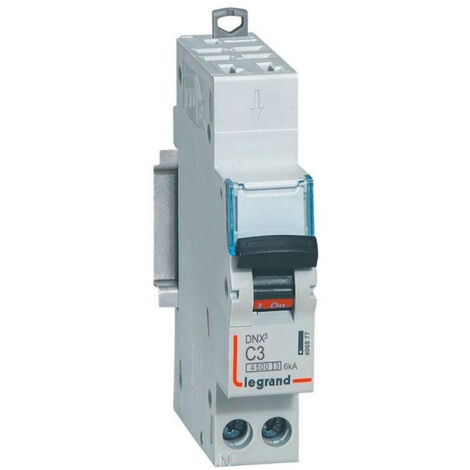 406877 Disjoncteur Legrand 3a Unipolaire + Neutre Dx3 - Courbe C - 4,5/6ka - Auto+vis - 1 Module