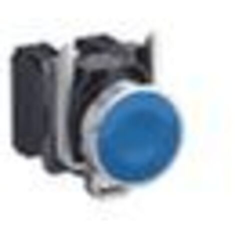 bouton poussoir - affleurant - 1 no - bleu - complet - schneider harmony xb4ba61