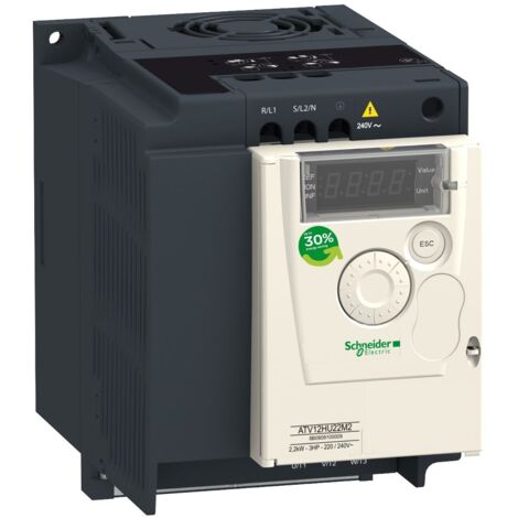 Schneider Electric – Variateur de vitesse monophasé 220V – Sortie triphasée 230V 2,2kW – Protection thermique – Inversion sens de rotation – IP20