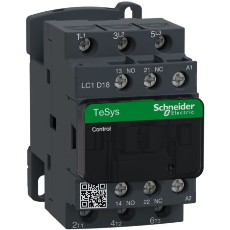 Lc1d18e7 Schneider - Contacteur Tripolaire - 3no - 18a - Bobine 48vca - Vis (1/10)