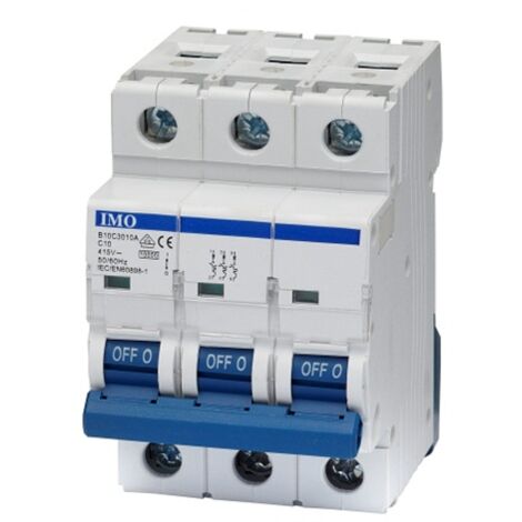 Disjoncteur Tripolaire 3p - 10a - 10ka - Courbe D - à Vis - Imo B10d3010a (1/2)