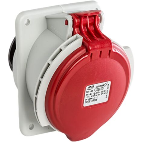 IDE – Prise femelle 3P+N+T 32A étanche IP44/IP67 – Installation encastrée sur coffret – Résistance IK08 – Connexion à vis pour câbles jusqu'à 10mm²