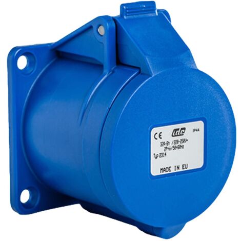 Prise droite femelle CEE P17 2P+T 32A étanche IP44 – Pour chantiers humides – Raccordement bornes à vis – Résistance IK08 (1/3)