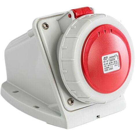 Socle de prise tétrapolaire 16A 3P+N+T – Étanche IP67 pour environnements humides – Montage mural – Compatible CEE
