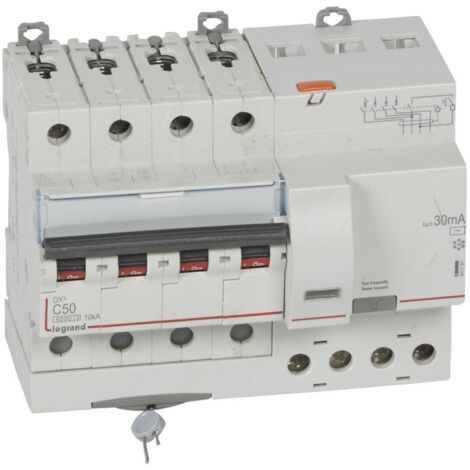 Legrand – Disjoncteur différentiel 50A 30mA 4 pôles type AC – Courbe C – Tension 400V – Montage encastré avec arrivée haute et départ bas