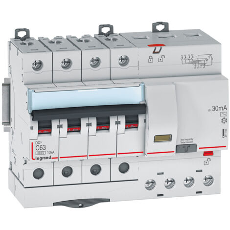 Legrand – Disjoncteur différentiel monobloc DX³ 400V 63A 10kA – Tétrapolaire type AC 30mA – Courbe C – Arrivée haute et départ bas à vis (1/5)