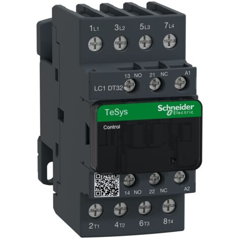 Schneider Electric – Contacteur de puissance 4 pôles 32 A 230 V c.a. – Pour démarreur moteur – Installation sur panneau ou rail DIN – Longue durée de vie - LC1DT32P7