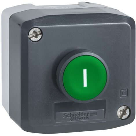 Schneider Electric – Boitier de protection pour prise électrique – 1 bouton poussoir vert affleurant Ø22 – Tension 230V – SKU XALD102