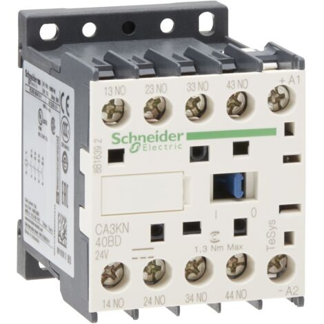 Ca3kn40bd Schneider - Contacteur Tétrapolaire - 4no - 10a - Bobine 24vcc - Vis - Ca3kn (1/5)