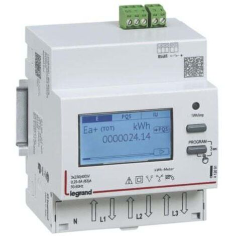 Compteur modulaire triphasé EMDX³ MID raccordement direct 63A - 4 modules - avec sortie RS 485 - LEGRAND