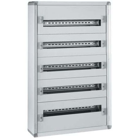 Legrand – Coffret électrique nu tout modulaire 5 rangées IP43 – 120 modules – Acier gris – Dimensions 900x575x147mm