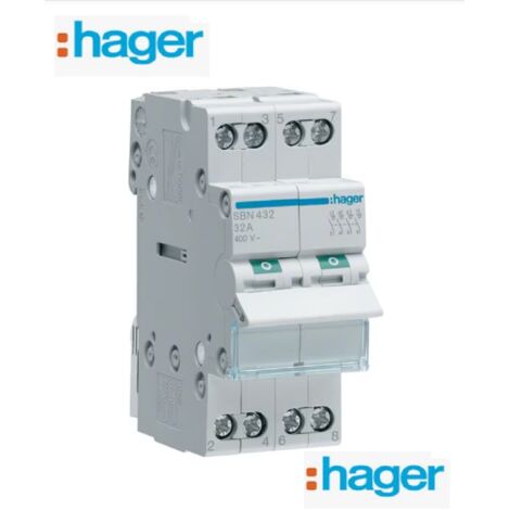 Sbn432 Hager Interrupteur Modulaire Tétrapolaire 4p 32a - Auxiliarisable - Bornes à Vis (1/5)