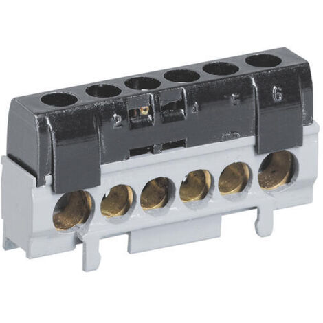 Legrand – Bornier de raccordement noir 62mm – Accepte conducteurs 10 à 35mm² et 5 câbles 6 à 25mm² – Installation facile dans tableau 13 modules