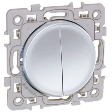 60410 Eur'ohm Square Double Interrupteur Va Et Vient Silver