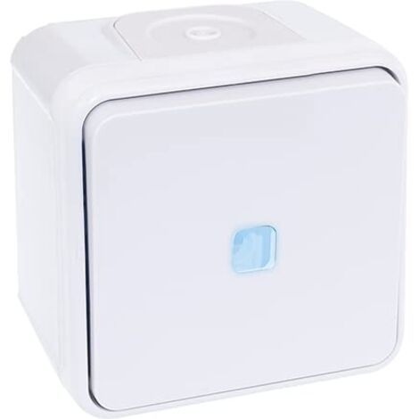 EUROHM OXXO BOUTON POUSSOIR LUMINEUX ÉTANCHE COMPLET BLANC IP55 - 60814