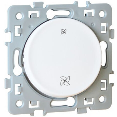 60217 Eur'ohm Square Poussoir à Contact Nf ( Normalement Fermé) Blanc Pour Commande De Bouche D'extraction Vmc Hygroréglable