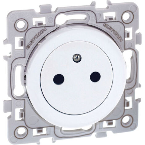 Eur Ohm – 60239 Prise de courant affleurante 2P+T 16A – Bornes automatiques – Norme NF C 61-314 – Finition blanche brillante (1/3)