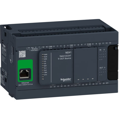Modicon M241, contrôleur 24E/S PNP, ports Ethernet+2 série, 24VCC (1/5)