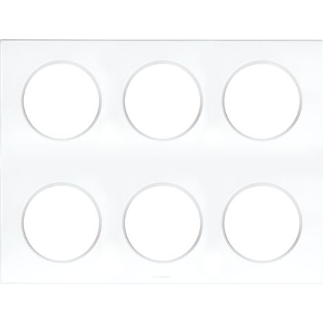Eur Ohm – Plaque de finition polycarbonate carrée blanche 2x3 postes – Installation rapide – Résistante aux impacts – Compatible systèmes électriques standards