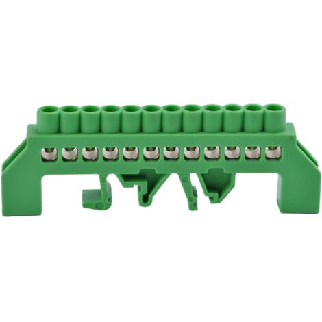 Bornier De Terre En Laiton Isolé 12x10mm² - Fixation Sur Rail Din