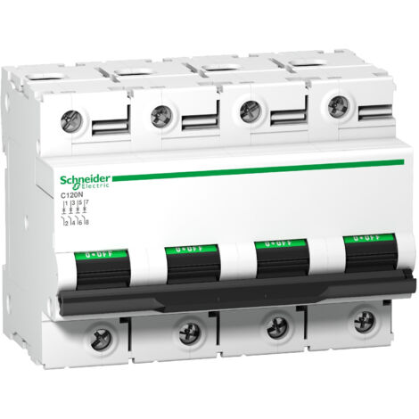 A9n18371 Schneider C120n Disjoncteur Tétrapolaire Schneider 63 A - 4p - Courbe C - 10ka - à Vis