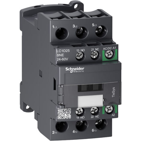 Lc1d25bne Schneider - Contacteur Moteur Triphasé - 3no - 25a - Bobine 24 à 60vca-cc - étrier - Tesys Lc1d25 (1/2)
