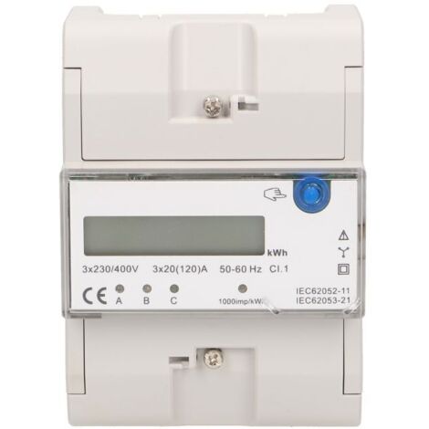 Compteur électrique triphasé 120A - 5 modules - Avec écran LCD rétro-éclairé (1/5)