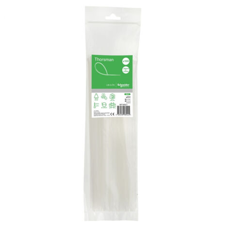 Lot De 100 Colliers Serre Câble Plastique Blanc 300x3,6mm - Ultra Résistant Polyamide 6.6 - Schneider (1/4)