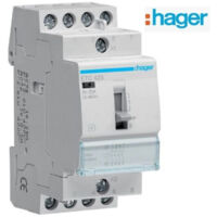 Hager – Contacteur jour nuit triphasé 25A – Bobine 230V – 4NO – 2 modules – Certifié NF – Pour chauffe-eau en heures creuses