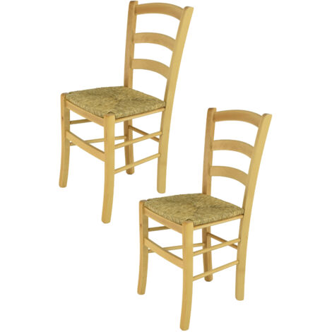 Tommychairs 2 Sillas Venice en haya color natural y asiento en paja
