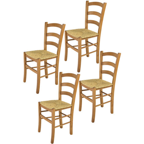 Tommychairs 4 Sillas Venice en haya roble y asiento en paja