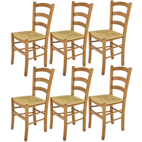 Tommychairs 6 Sillas Venice en haya roble y asiento en paja