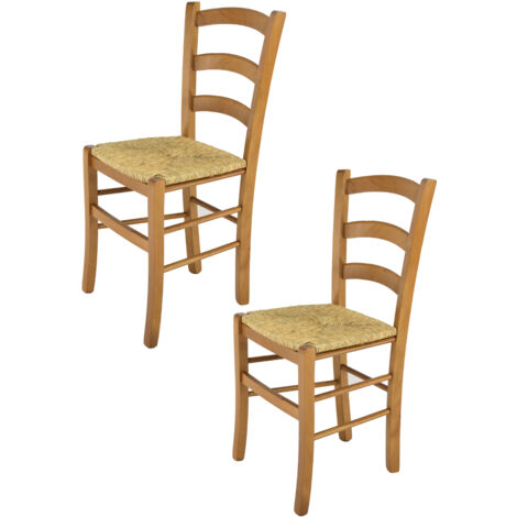 Tommychairs 2 Sillas Venice en haya roble y asiento en paja