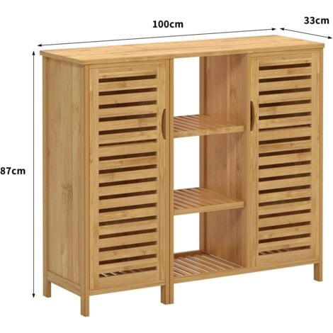 Soges Mobiletto Freestanding In Bambù, Soggiorno, Cucina, Casa, Ufficio, Credenza In Bambù