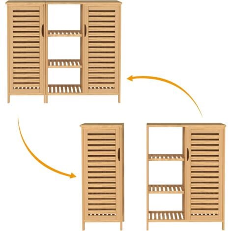 Soges Mobiletto Freestanding In Bambù, Soggiorno, Cucina, Casa, Ufficio, Credenza In Bambù