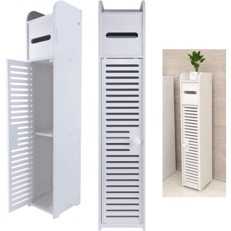 Petite armoire D'angle de salle de bain avec portes et étagères, évier étroit pour salon, cuisine, couloir, 81 x 16 x 16 cm (1/5)