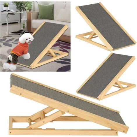 Haustierrampe aus massivem Holz, 2-fach höhenverstellbar, mit rutschfestem Teppich, Sicherheit für Haustiere, Welpen, Oberfläche, Zugang, Treppe, Mehrzweck, für Autos, Hochbett (1/5)
