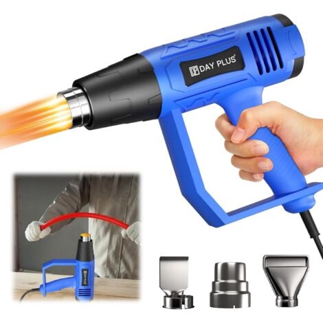 2000W Pistolet à Air Chaud,Pistolet à Air Chaud Avec 350℃- 600℃ Deux Températures Réglables Avec 3 Buses Pour Rétrécir Le Pvc Peindre La Peinture Pistolet à Chaleur Électrique Professionnel